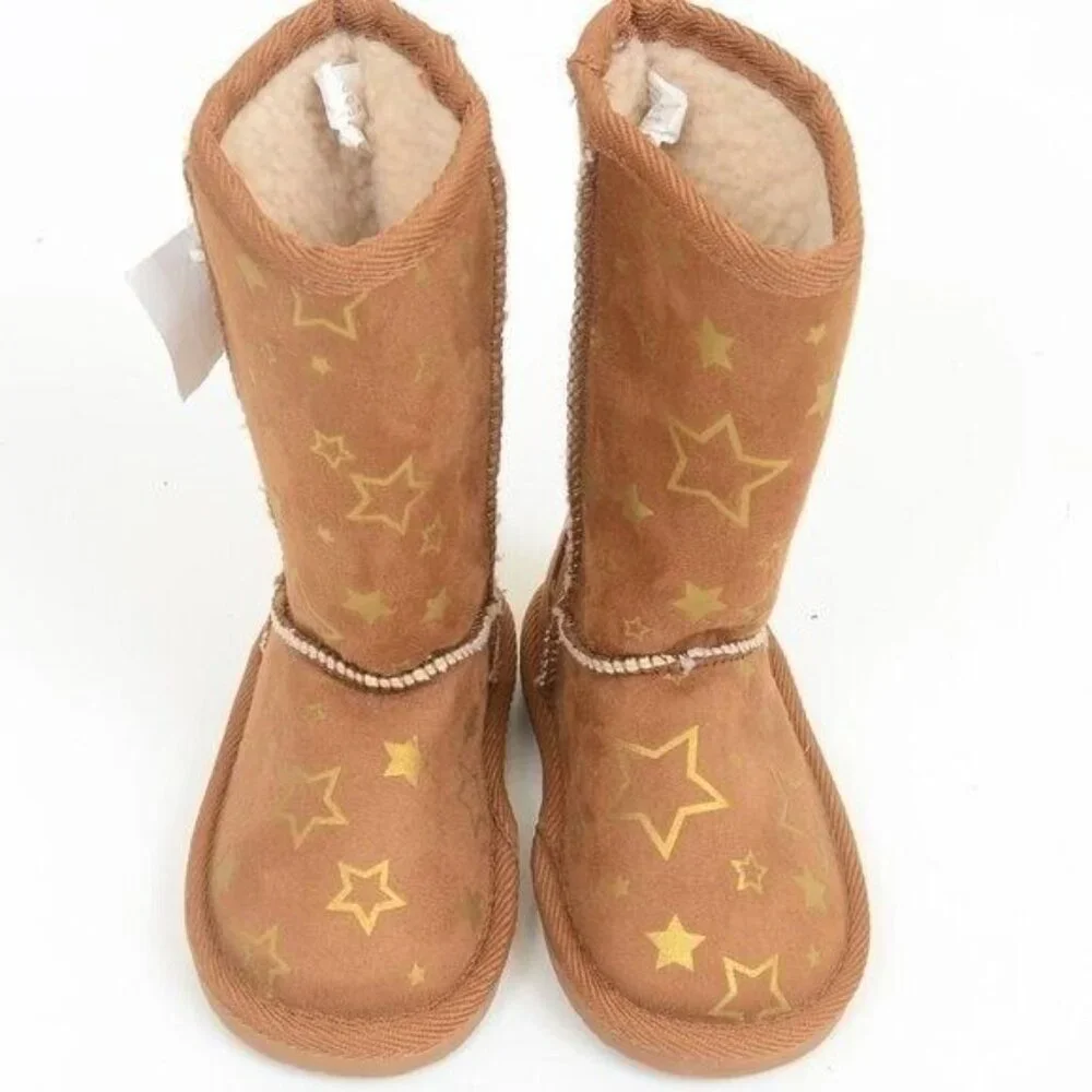 Airwalk Cognac Girls' Emma Star Cozy‎ Toddler Shearling Boot Size 6 Warm Winter